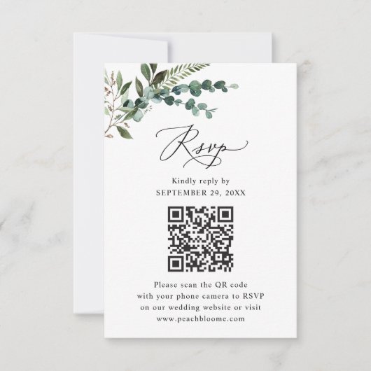 Sage QR 素朴 Code Greenery結婚's 出欠カード (正面)