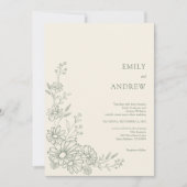 Sage QR Code Botanical Garden All In One Wedding 招待状 (正面)