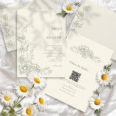 Sage QR Code Botanical Garden All In One Wedding 招待状