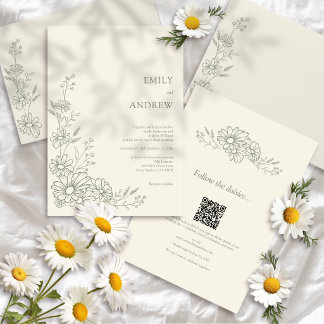 Sage QR Code Botanical Garden All In One Wedding 招待状