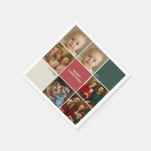 Sage RED beige Photos collage Christmas new year スタンダードカクテルナプキン (角)