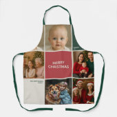 Sage RED Photos collage Christmas new year エプロン (正面)