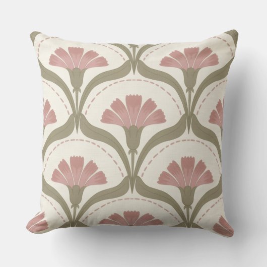 Sage & Rose Floral Throw Pillow クッション (正面)