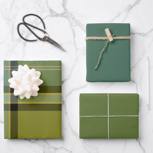 Sage & Rosemary Wrapping Paper Flat Sheet Set of 3 ラッピングペーパーシート (正面)