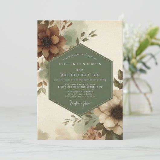 Sage Russet Bloom Wedding 招待状 (スタンド正面)