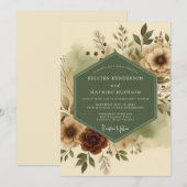 Sage Russet Earthy Wedding 招待状 (正面/裏面)