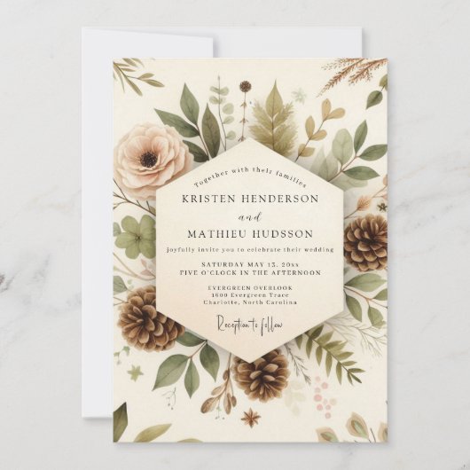 Sage Rustic Woodland Wedding 招待状 (正面)