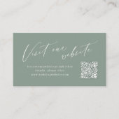 Sage script minimalist QR code website Insert card プレイスカード (正面)