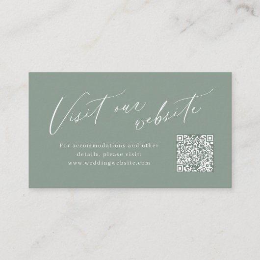 Sage script minimalist QR code website Insert card プレイスカード (正面)