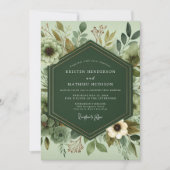 Sage Serene Foliage Wedding 招待状 (正面)