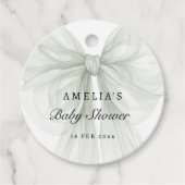 Sage Sheer Bow Minimal Favor Tag フェイバータグ (正面)