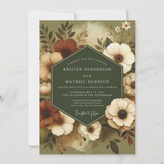 Sage Sienna Autumnal Wedding 招待状 (正面)