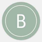 Sage Simple Modern Monogram Christmas Envelope ラウンドシール (正面)