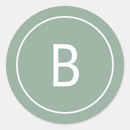 Sage Simple Modern Monogram Christmas Envelope ラウンドシール (正面)