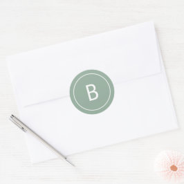 Sage Simple Modern Monogram Christmas Envelope ラウンドシール