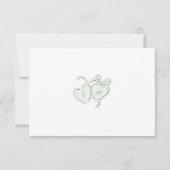 Sage Sketched Just Married カー カップル モノグラム サンキューカード (裏面)