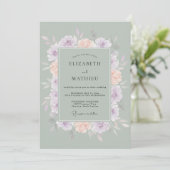 Sage Soft Floral Wedding 招待状 (スタンド正面)