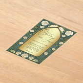 Sage Stained Glass Floral Art Nouveau Wedding  アクリル招待状 (レイダウン)