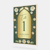 Sage Stained Glass Floral Wedding Table Number アクリルサイン (傾斜)