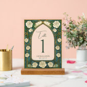 Sage Stained Glass Floral Wedding Table Number アクリルサイン (ウェディング)