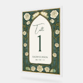Sage Stained Glass Floral Wedding Table Number アクリルサイン (傾斜)