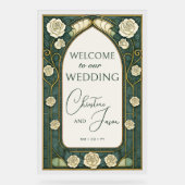 Sage Stained Glass Floral Wedding Welcome  アクリルサイン (正面)