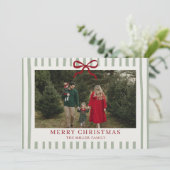 Sage Stripe Family Photo Christmas Holiday Card シーズンカード (スタンド正面)