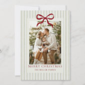 Sage Stripe Family Photo Christmas Holiday Card シーズンカード (正面)