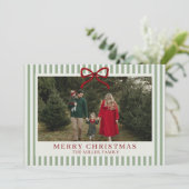 Sage Stripe Family Photo Christmas Holiday Card シーズンカード (スタンド正面)