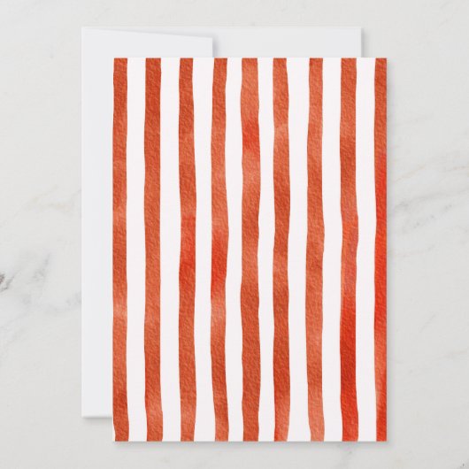 Sage Stripes Red Bow Christmas Tree Couple Wedding 招待状 (裏面)