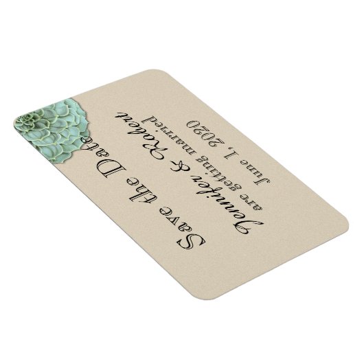 Sage Succulent Wedding Save the Date マグネット (右側)