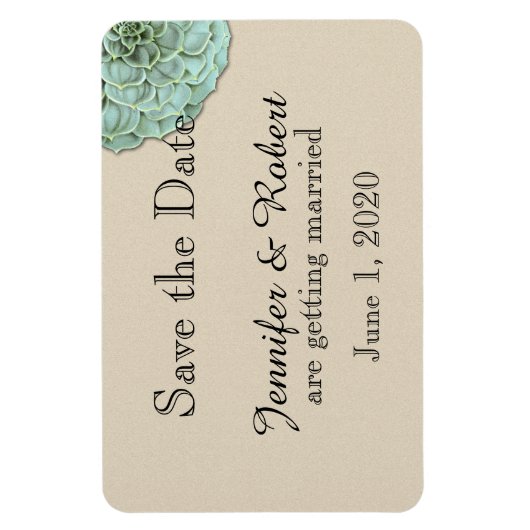 Sage Succulent Wedding Save the Date マグネット (縦)