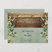 Sage Sunflowers 素朴 & Lights日付を保存 ポストカード (正面/裏面)