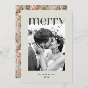 Sage Taupe素朴フローラボホ写真結婚の シーズンカード