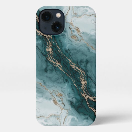 Sage Teal & Gold Marble Phone Case iPhoneケース (裏面)
