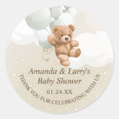 Sage Teddy Bear with Balloonsステッカー ラウンドシール (正面)