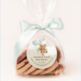 Sage Teddy Bear with Balloonsステッカー ラウンドシール