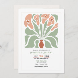 Sage & Terracotta Abstract Floral Boho Wedding 招待状