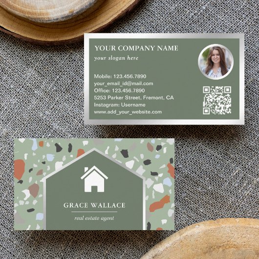 Sage Terrazzoモダンエステート実在写真QRコード 名刺