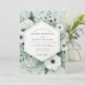 Sage Tonal Botanical Wedding 招待状 (スタンド正面)