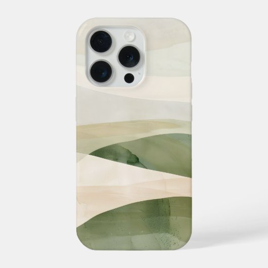 Sage Valley Abstract Landscape – Soft Boho Green  iPhoneケース (裏面)