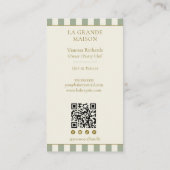 Sage Vertical Stripes French QR Code Bakery 名刺 (裏面)