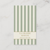 Sage Vertical Stripes French QR Code Bakery 名刺 (正面)