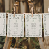 Sage Victorian Wedding Seating Chart Sign Cards 招待状