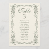 Sage Victorian Wedding Seating Chart Sign Cards 招待状 (正面)