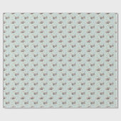 Sage Vintage Airplane Sky Pattern Gift Wrap ラッピングペーパー (フラット)