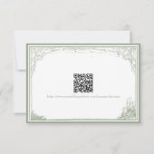 Sage Vintage Botanical Trellis Arch ウェディングQR 出欠カード (裏面)