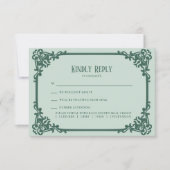 Sage Vintage Ornate Frame ウェディング インビテーション, 出欠カード (正面)