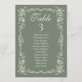 Sage Vintage Wedding Seating Chart Sign Cards 招待状 (裏面)