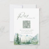 Sage Watercolor Mountain Forest Rustic QR code 出欠カード (正面)